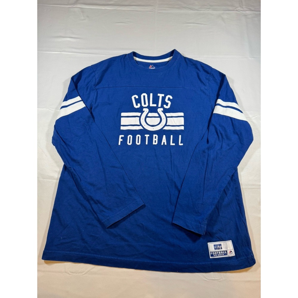 Majestic Royal Blue Indianapolis Colts Long Sleeve Shirt Size XL
